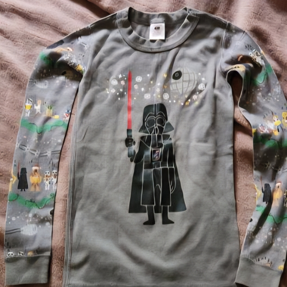 Star Wars Kids Long Sleeve Shirt - Gray with Red Lightsaber